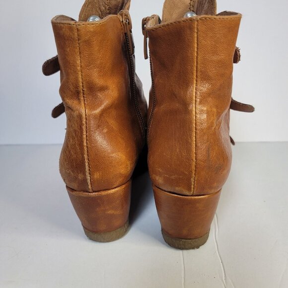 Eric Michael Women’s Lena Brown Leather Wedge Ankle Boot Size 38‎ US 7.5 - Picture 3 of 10